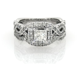 Previously Owned Neil Lane Princess-Cut Diamond Halo Bridal Set 1-1/8 ct tw 14K White Gold Size 6.5