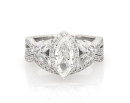 Previously Owned Neil Lane Marquise-Cut Diamond Halo Bridal Set 1-1/2 ct tw 14K White Gold Size 5