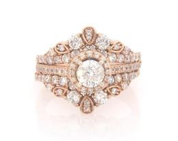 Previously Owned Round-Cut Diamond Halo Bridal Set 1-7/8 ct tw 14K Two-Tone Gold Size 7.75