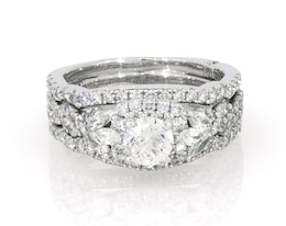 Previously Owned Monique Lhuillier Bliss Round-Cut Diamond Bridal Set 1-5/8 ct tw 18K White Gold Size 5.5