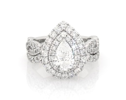 Previously Owned Neil Lane Pear-Shaped Diamond Double Halo Engagement Ring 1-7/8 ct tw 14K White Gold Size 4.5