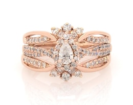 Previously Owned Pear-Shaped Diamond Bridal Set 7/8 ct tw 14K Rose Gold Size 6.75