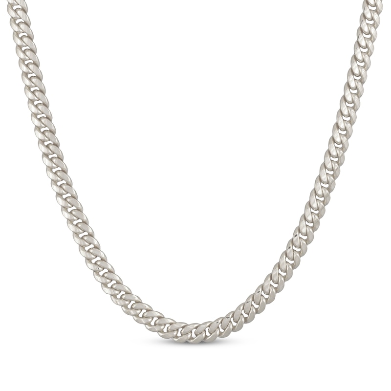 Main Image 1 of Previously Owned Hollow Cuban Curb Chain Necklace 6.8mm 10K White Gold 22&quot;