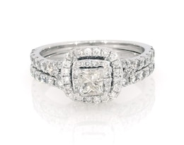 Previously Owned Neil Lane Princess-Cut Diamond Double Halo Bridal Set 1-1/3 ct tw 14K White Gold Size 6