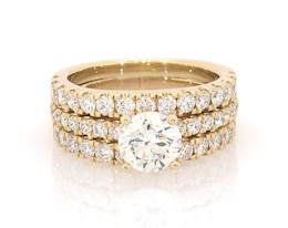 Previously Owned Round-Cut Lab-Grown Diamond Bridal Set 2-1/8 ct tw 14K Yellow Gold Size 5.25