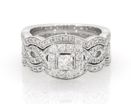 Previously Owned Neil Lane Princess-Cut Diamond Halo Bridal Set 1 ct tw 14K White Gold Size 5.25