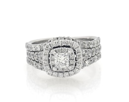 Previously Owned Neil Lane Princess-Cut Diamond Halo Bridal Set 1-3/4 ct tw 14K White Gold Size 5