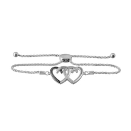 Bolo Black And White Diamond Accent Heart Bracelet (2 Lines)