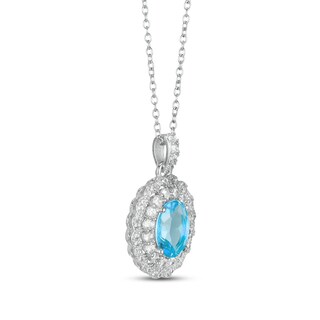 Blue Topaz & White Lab-Created Sapphire Necklace Sterling Silver 18 ...