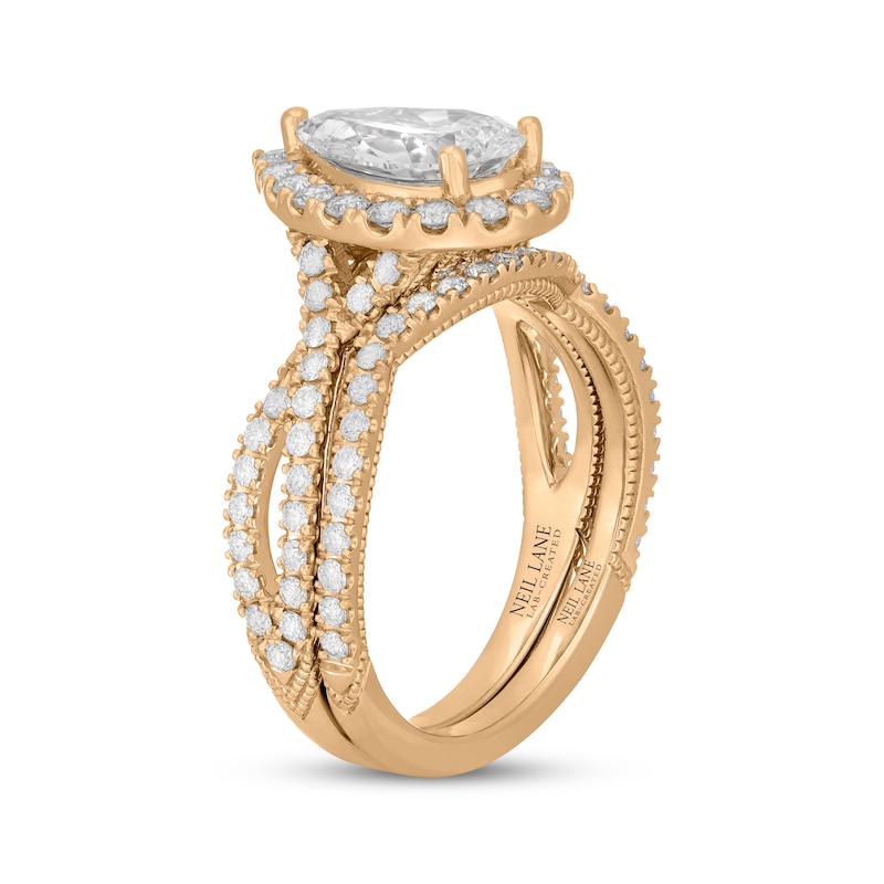 Main Image 2 of Neil Lane Artistry Pear-Shaped Lab-Grown Diamond Halo Bridal Set 2-1/2 ct tw 14K Yellow Gold