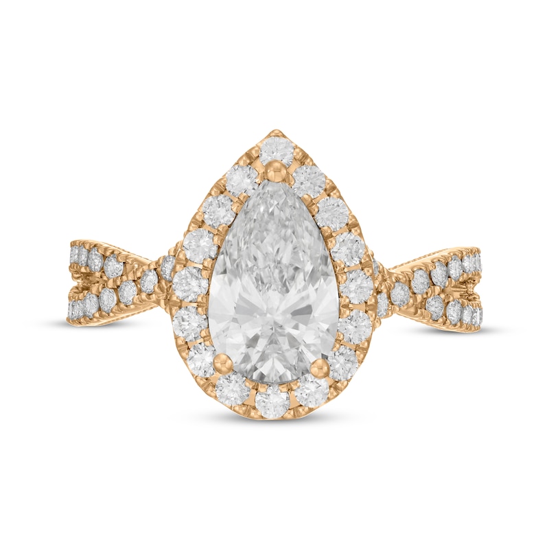 Main Image 6 of Neil Lane Artistry Pear-Shaped Lab-Grown Diamond Engagement Ring 2-1/3 ct tw 14K Yellow Gold