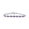 Thumbnail Image 1 of Emerald-Cut Amethyst & White Lab-Created Sapphire Bracelet Sterling Silver 7.5”