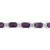 Thumbnail Image 3 of Emerald-Cut Amethyst & White Lab-Created Sapphire Bracelet Sterling Silver 7.5”