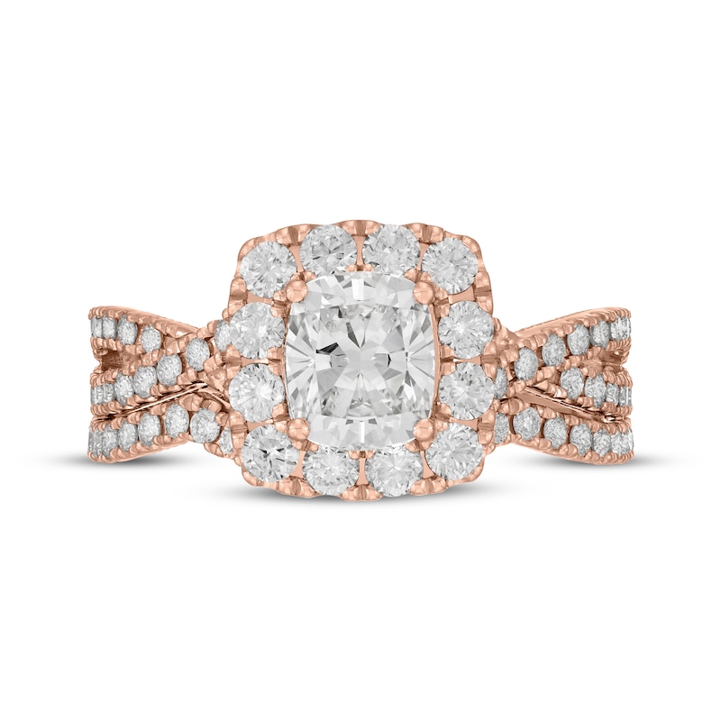 Main Image 3 of Neil Lane Artistry Cushion-Cut Lab-Grown Diamond Bridal Set 2 ct tw 14K Rose Gold