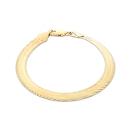 Solid Herringbone Chain Bracelet 6.8mm 14K Yellow Gold 7.5&quot;