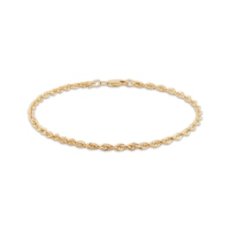 Glitter Rope Chain Bracelet 3mm Solid 14K Yellow Gold 7.5&quot;