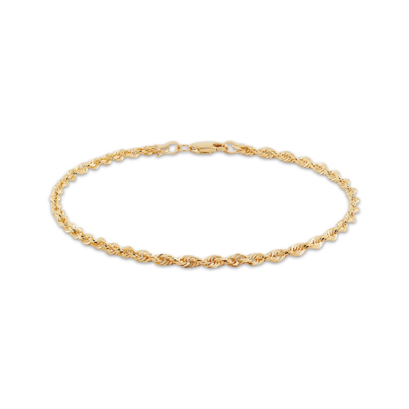 Main Image 1 of Solid Glitter Rope Chain Bracelet 3mm 14K Yellow Gold 7.5&quot;