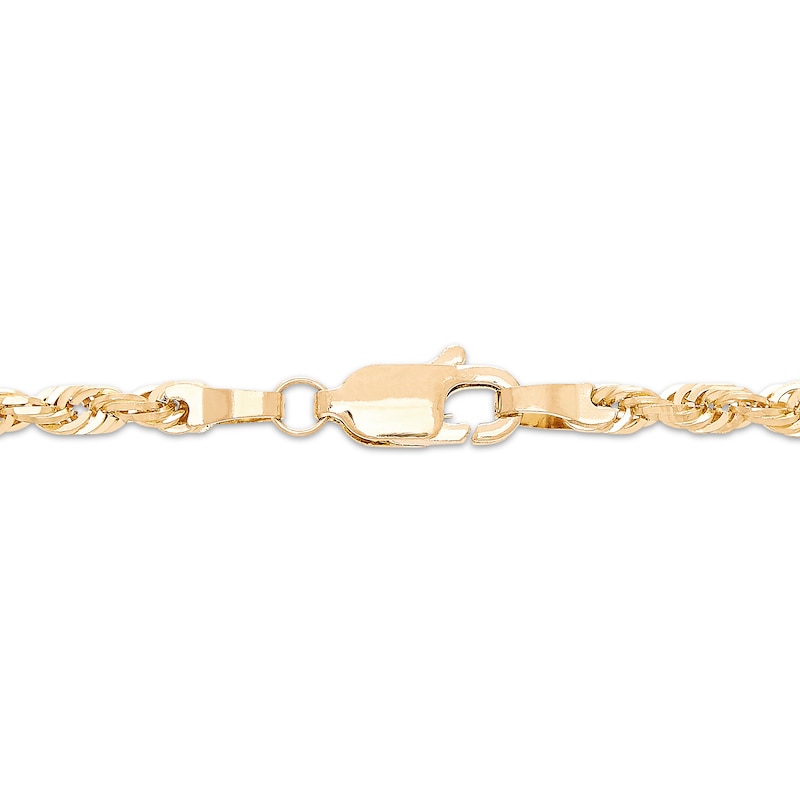 Main Image 2 of Solid Glitter Rope Chain Bracelet 3mm 14K Yellow Gold 7.5&quot;