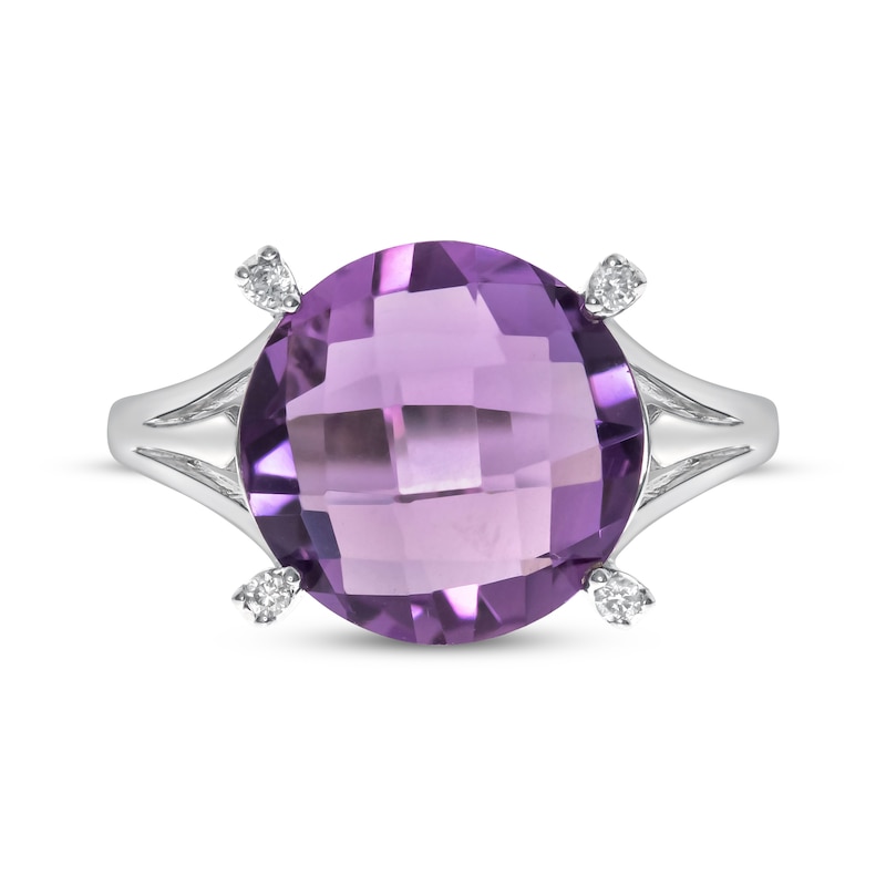 Main Image 2 of Amethyst & Diamond Ring 1/20 ct tw Sterling Silver