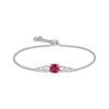 Thumbnail Image 1 of Cushion-Cut Lab-Created Ruby & White Lab-Created Sapphire Bolo Bracelet Sterling Silver