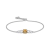 Thumbnail Image 1 of Cushion-Cut Citrine & White Lab-Created Sapphire Bolo Bracelet Sterling Silver