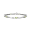 Thumbnail Image 1 of Emerald-Cut Peridot & White Lab-Created Sapphire Bracelet Sterling Silver 7.25&quot;