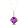 Thumbnail Image 0 of Cushion-Cut Amethyst & Diamond Accent Necklace 10K Yellow Gold 18"