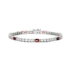 Thumbnail Image 1 of Emerald-Cut Garnet & White Lab-Created Sapphire Station Bracelet Sterling Silver 7.25&quot;