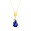 Thumbnail Image 0 of Pear-Shaped Blue Sapphire & Diamond Accent Necklace 10K Yellow Gold 18"