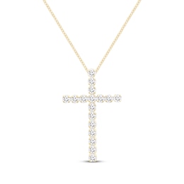 Lab-Grown diamonds by KAY Cross Necklace 1 ct tw 14K Yellow Gold 19&quot;