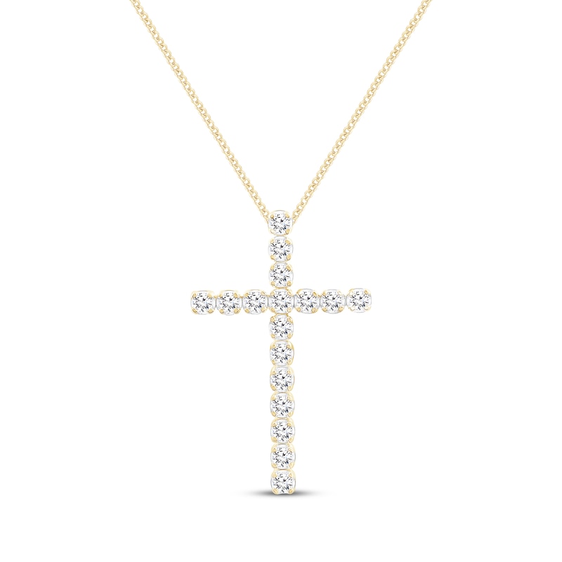 Lab-Created Diamonds by KAY Cross Necklace 1 ct tw 14K Yellow Gold 19 ...