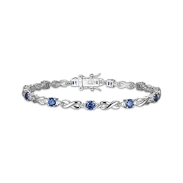 Blue & White Lab-Created Sapphire Infinity Bracelet Sterling Silver 7.25&quot;