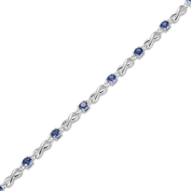 Main Image 2 of Blue & White Lab-Created Sapphire Infinity Bracelet Sterling Silver 7.25&quot;