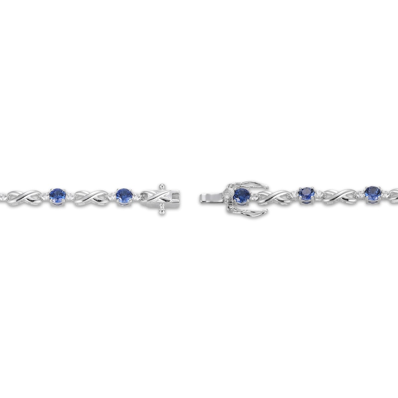 Main Image 3 of Blue & White Lab-Created Sapphire Infinity Bracelet Sterling Silver 7.25&quot;