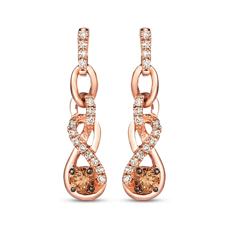 Main Image 2 of Le Vian Diamond Twist Drop Earrings 5/8 ct tw 14K Strawberry Gold