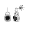 Thumbnail Image 0 of Cushion-Cut Black Onyx & White Lab-Created Sapphire Doorknocker Earrings Sterling Silver