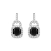 Thumbnail Image 2 of Cushion-Cut Black Onyx & White Lab-Created Sapphire Doorknocker Earrings Sterling Silver