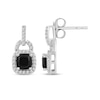 Thumbnail Image 2 of Cushion-Cut Black Onyx & White Lab-Created Sapphire Doorknocker Earrings Sterling Silver