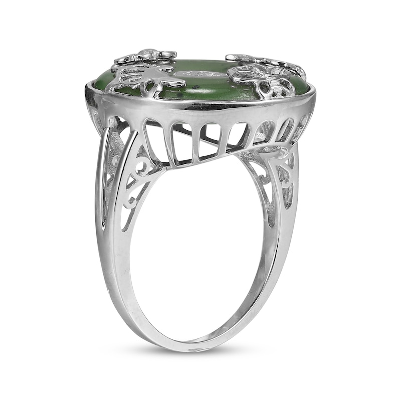 Main Image 2 of Nephrite Jade Donut Ring Sterling Silver