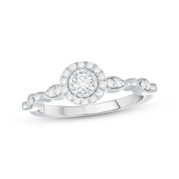 Round-Cut Diamond Halo Engagement Ring 1/4 ct tw 10K White Gold