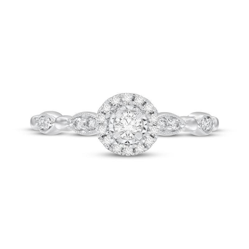 Main Image 3 of Round-Cut Diamond Halo Engagement Ring 1/4 ct tw 10K White Gold