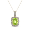 Thumbnail Image 1 of Cushion-Cut Peridot & Diamond Milgrain Frame Necklace 1/15 ct tw 10K Yellow Gold 18&quot;