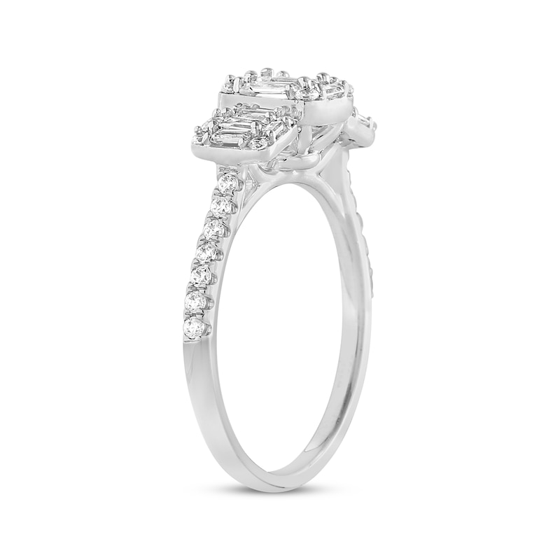 Main Image 2 of Baguette & Round-Cut Diamond Fashion Ring 3/4 ct tw 14K White Gold