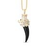 Thumbnail Image 1 of Men's Diamond & Black Onyx King Lion Horn Two-Sided Necklace 1/6 ct tw 10K Yellow Gold 22&quot;