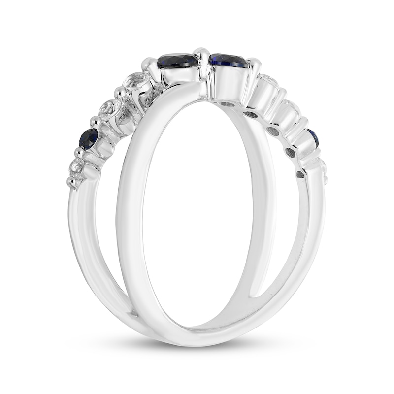 Main Image 2 of Our Story Together Blue & White Lab-Created Sapphire Orbit Ring 10K White Gold