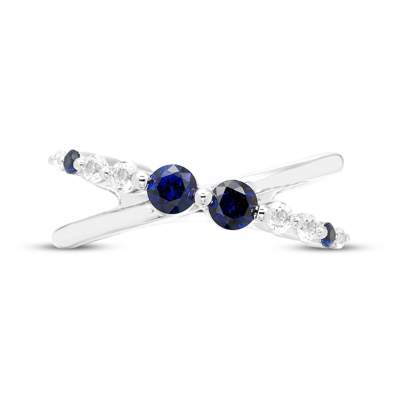 Main Image 3 of Our Story Together Blue & White Lab-Created Sapphire Orbit Ring 10K White Gold