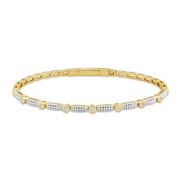 Diamond Station Flex Bangle Bracelet 1/6 ct tw 10K Yellow Gold