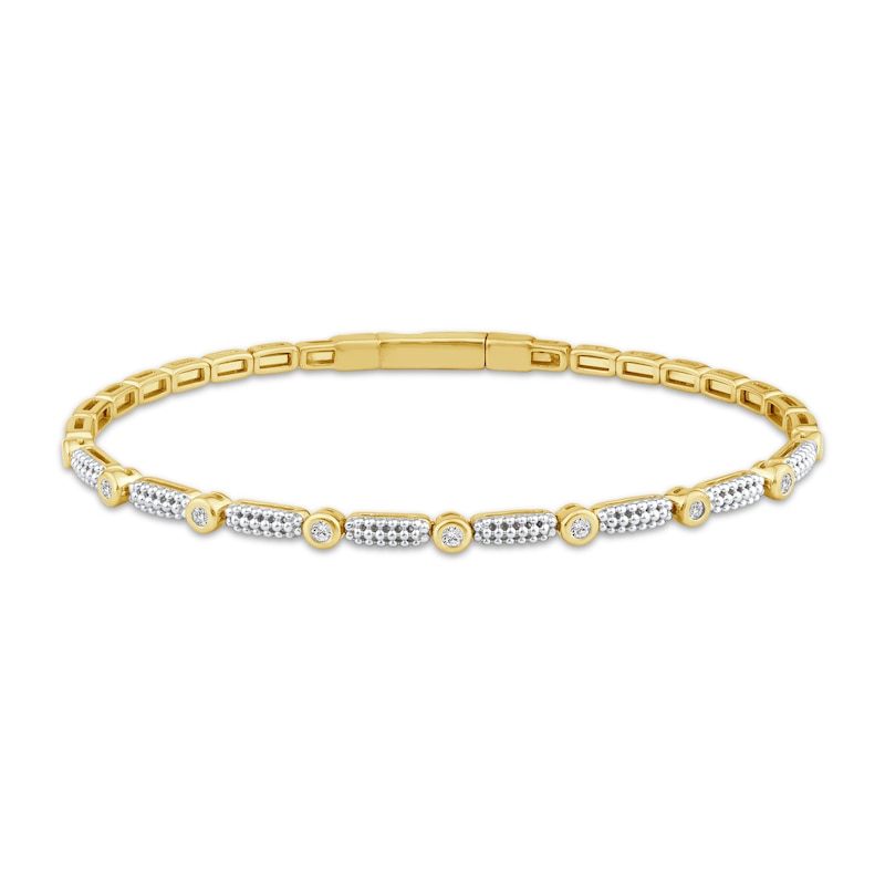 Main Image 1 of Diamond Station Flex Bangle Bracelet 1/6 ct tw 10K Yellow Gold