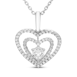 Believe in Love Diamond Double Heart Necklace 1/2 ct tw 10K White Gold 18&quot;