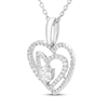 Thumbnail Image 1 of Believe in Love Diamond Double Heart Necklace 1/2 ct tw 10K White Gold 18"